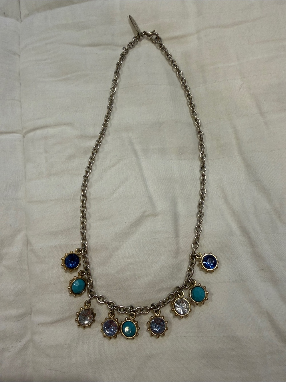 Aeropostale Gold-Tone Necklace with Blue, Turquoise & Clear Stones